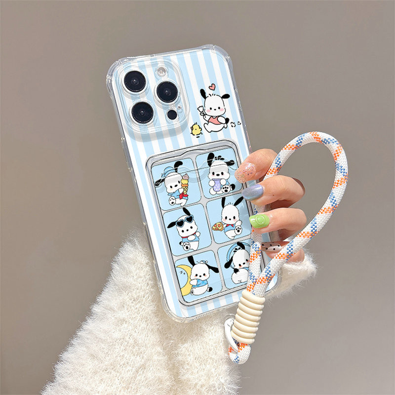 สายรัดข้อมือ Lanyard Card Bag Slot สําหรับ iPhone 16E 16 X XR 14 15 11 12 13 Mini Pro Xs Max 6s 6 7 