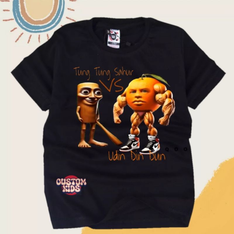 Baju Kaos Tung Sahur Vs Udin din dun เสื้อยืดสําหรับผู้ชายผู้หญิงชายหญิงผ้าฝ้ายแขนสั้น Tshirt Tung S