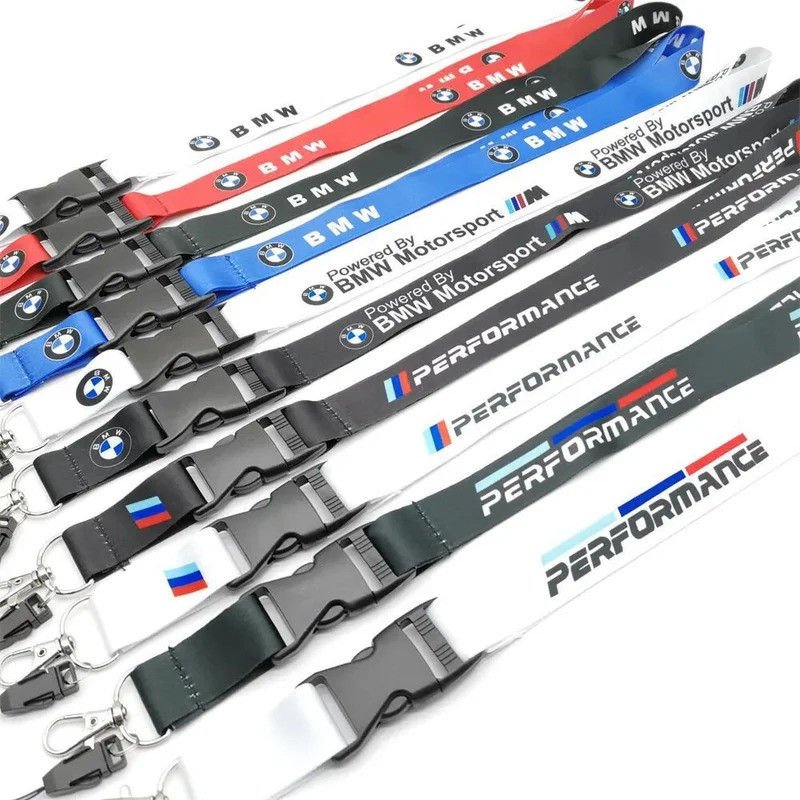 BMW Lanyard Nylon Printing Emblem Style Black White Red Blue Keychain for m Performance e90 e60 e46 