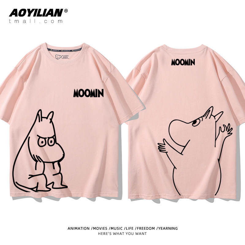 ผู้ชายผู้หญิงผ้าฝ้ายแท้มูมินขนาดเล็กไขมันครอบครัวเสื้อยืด ลูมิ ครอบครัวแขนสั้น - รูปที่ 3