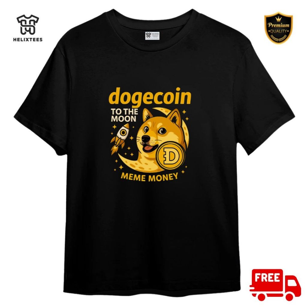 CRYPTO DOGE COIN TSHIRT TOP สําหรับผู้หญิงและผู้ชายผ้าฝ้าย COMBED 20S พรีเมี่ยมแขนสั้นผู้ใหญ่