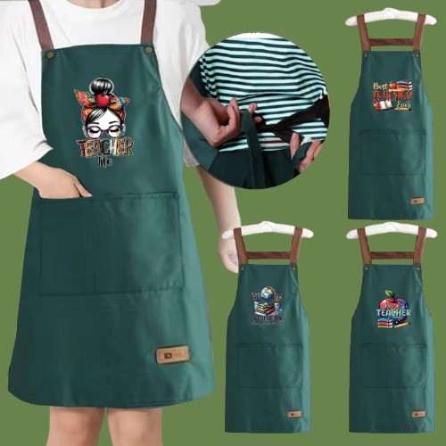Teacher's Day gift Waterproof & oil-resistant apron durable kitchen workwear  teacher pattern series