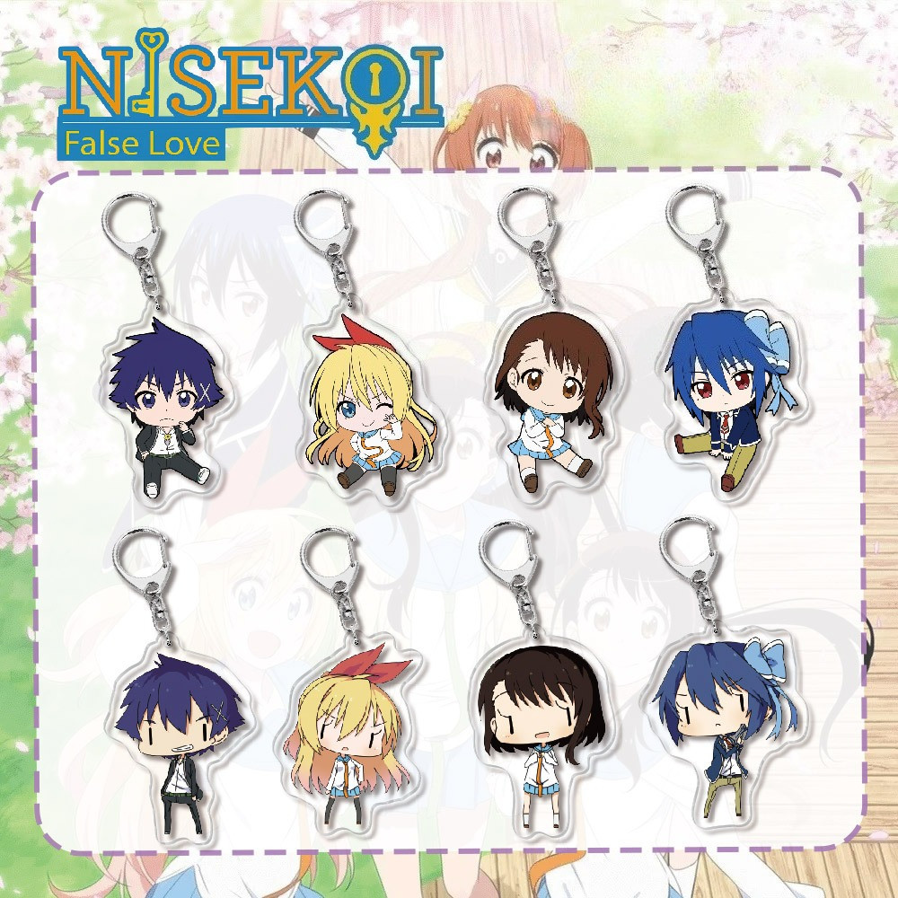อะนิเมะ Nisekoi: False Love พวงกุญแจอะคริลิค Kirirasaki Chitoge Onodera Kosaki พวงกุญแจคอสเพลย์รูปจี้ของขวัญ