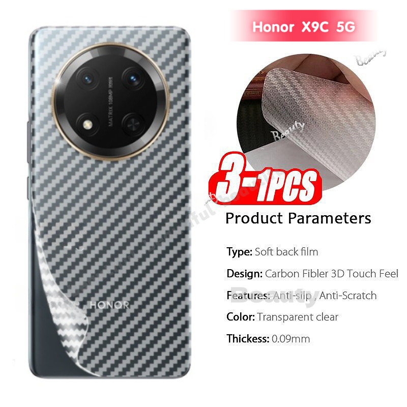 คาร์บอนไฟเบอร์กลับฟิล์มสําหรับ HonorX9C 5G 2024 โปร่งใสกลับป้องกันฟิล์ม Honor X9C X9B X9A X7C X 9C X