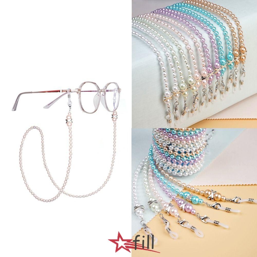 Fill แว่นตาอ่านหนังสือ,เลียนแบบ Pearl แว่นตาเครื่องมือแว่นตากันแดดสายรัด Lanyard, Fasion 75 ซม.6 สีลูกปัด Pearl แว่นตาสายรัดผู้หญิงผู้ชาย