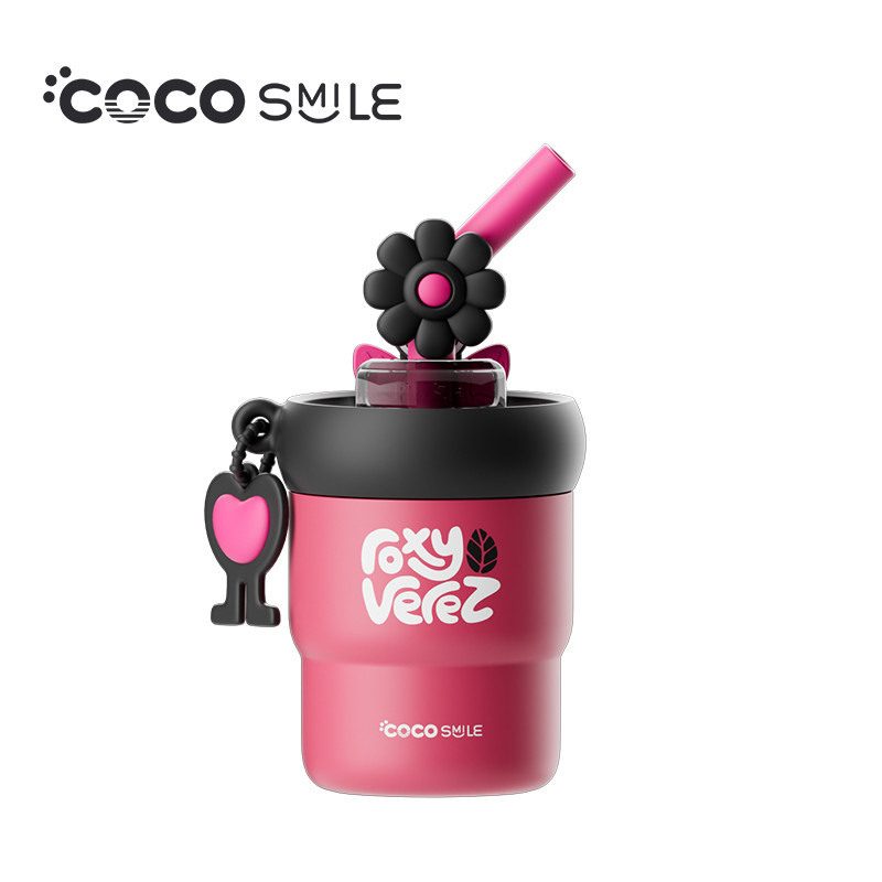 Cocosmile 8200C Flower Insulated Coffee Cup 450ML - สีชมพู