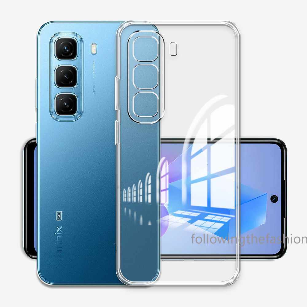 เคสโทรศัพท์ซิลิโคนใสสําหรับ Infinix Hot 50 Pro + Plus Hot50Pro + 4G 5G 2024 ถุงลมนิรภัย Anti-fall Simple Clear กันกระแทก Drop ป้องกันปกหลัง