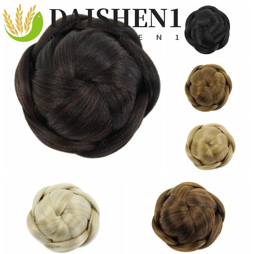 Daishen1 มวยปลอม ซ่อนได้ สีดํา มีสไตล์ ฮั่นฝู ผม Chignon ทนความร้อน ไฟเบอร์ เครื่องประดับผม ต่อผม ผู้หญิง เด็กผู้หญิง โดนัท ลูกกลิ้ง แฮร์พีช