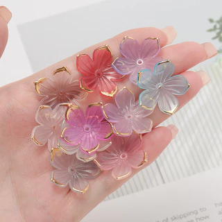 St. kunkka 50 ชิ้นลูกปัดดอกไม้อะคริลิค Cherry Blossom Spacer ลูกปัด Gilding ดอกไม้ลูกปัดฐานสามารถใช้สําหรับ DIY สร้อยคอสร้อยข้อมือทํา