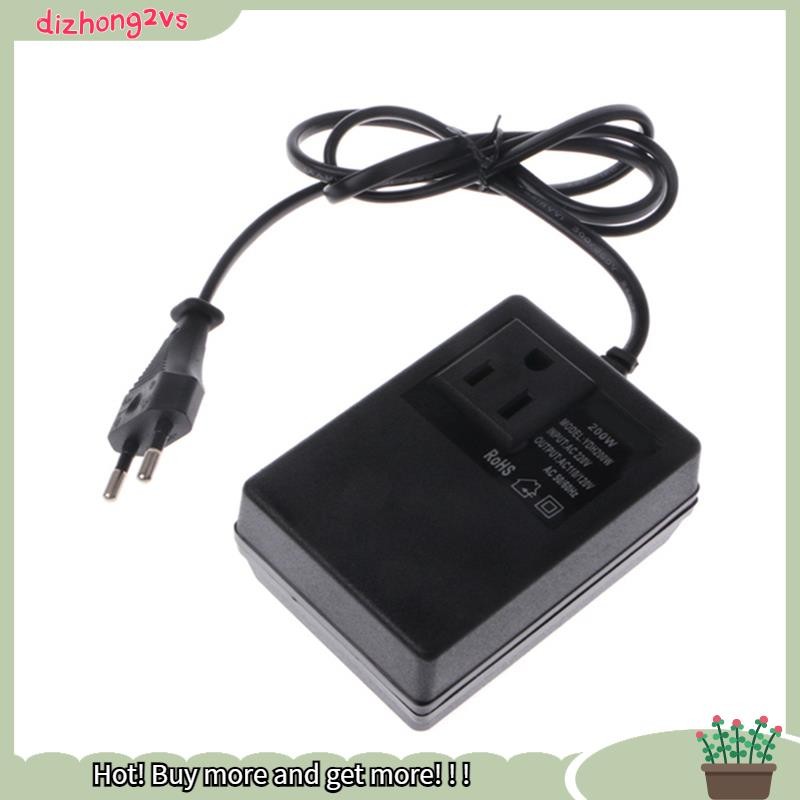 [dizhong2vs]200W AC 220V ถึง 110V ลดหม้อแปลงไฟฟ้าแปลง Travel Power EU Plug Adapter