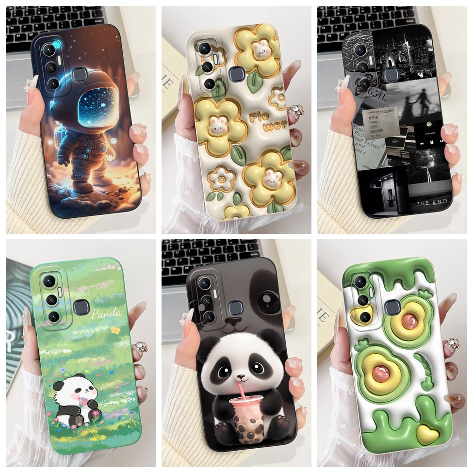 Infinix Hot 11 X662 11s X6812 11SNFCกรณี11 2022 X675น่ารักPandaแฟชั่นความงามปกหลังร้อน11S Infinixร้อน11 2022เคสโทรศัพท์