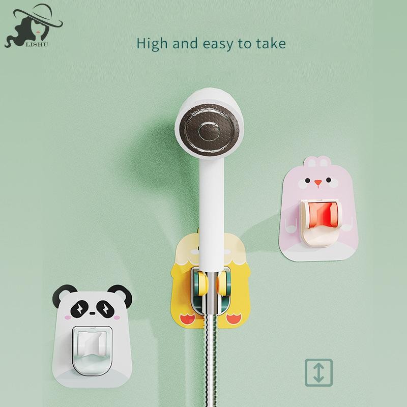 Lishhu Showerhead ขาตั้งการ์ตูนฐานหัวฝักบัวพลาสติก Wall Mount อุปกรณ์ห้องน้ําหัวฝักบัวผู้ถือปรับ th