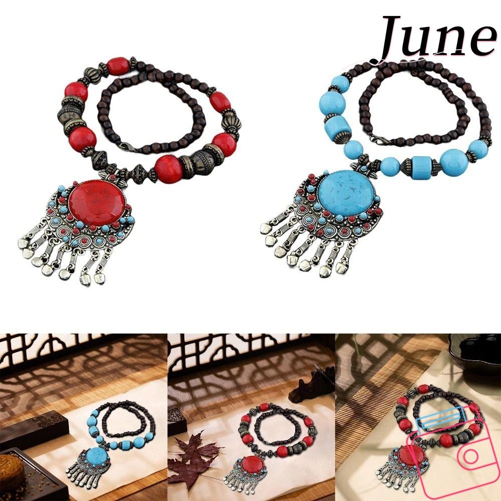 June สร้อยคอโบฮีเมียน, โลหะผสม Jewellery โบฮีเมียนจี้สร้อยคอ, แฟชั่นของขวัญวินเทจสร้อยคอยาว Turquoise Girls