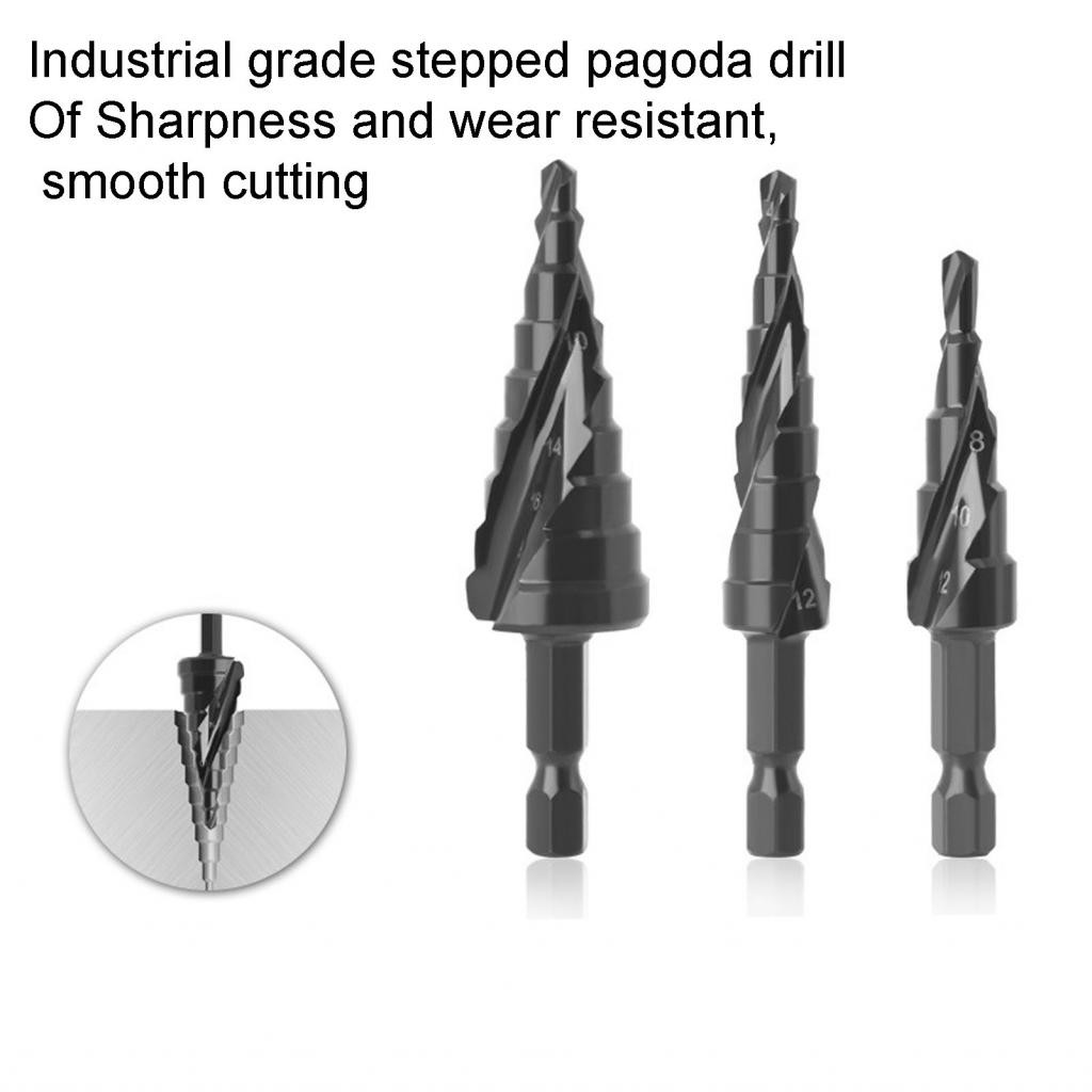 HSS Step Drill Bit Cleaner เจาะ Hex Shank Spiral Groove Stepped เจาะ ทนต่อการสึกหรอสำหรับ Power Drills โลหะ