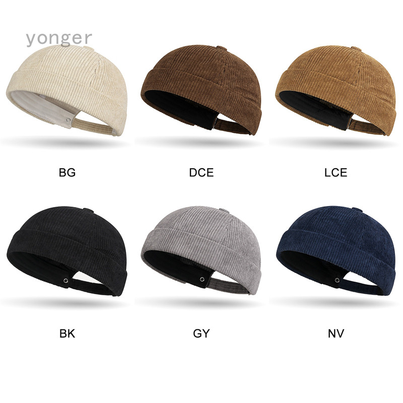 แฟชั่น Corduroy Landlord หมวกสีทึบ Hip Hop หมวกวินเทจปรับหมวก Unisex หมวก