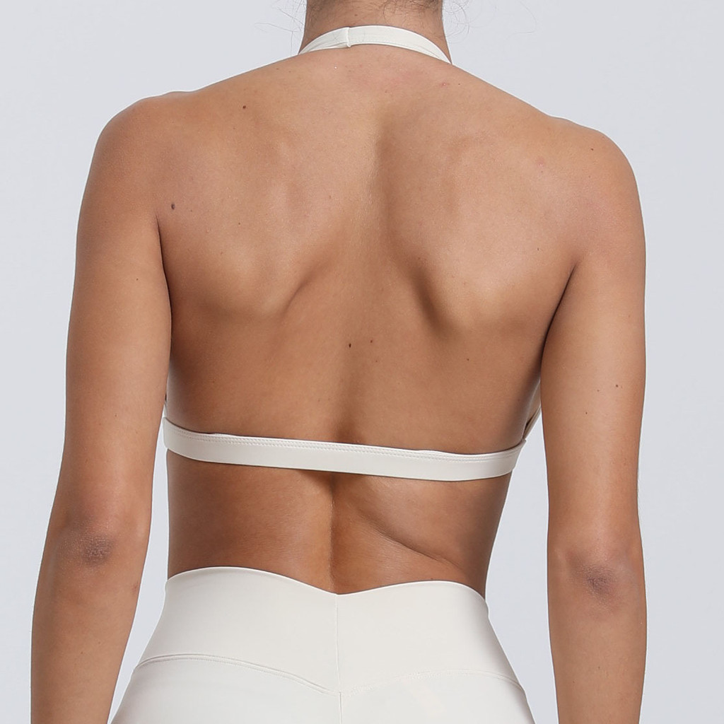 Shamzu Halter คอ Nude โยคะชุดชั้นในสตรี Skinny Quick-Drying กีฬา Bra กลางแจ้งวิ่ง Halter ฟิตเนสเสื้อกั๊ก