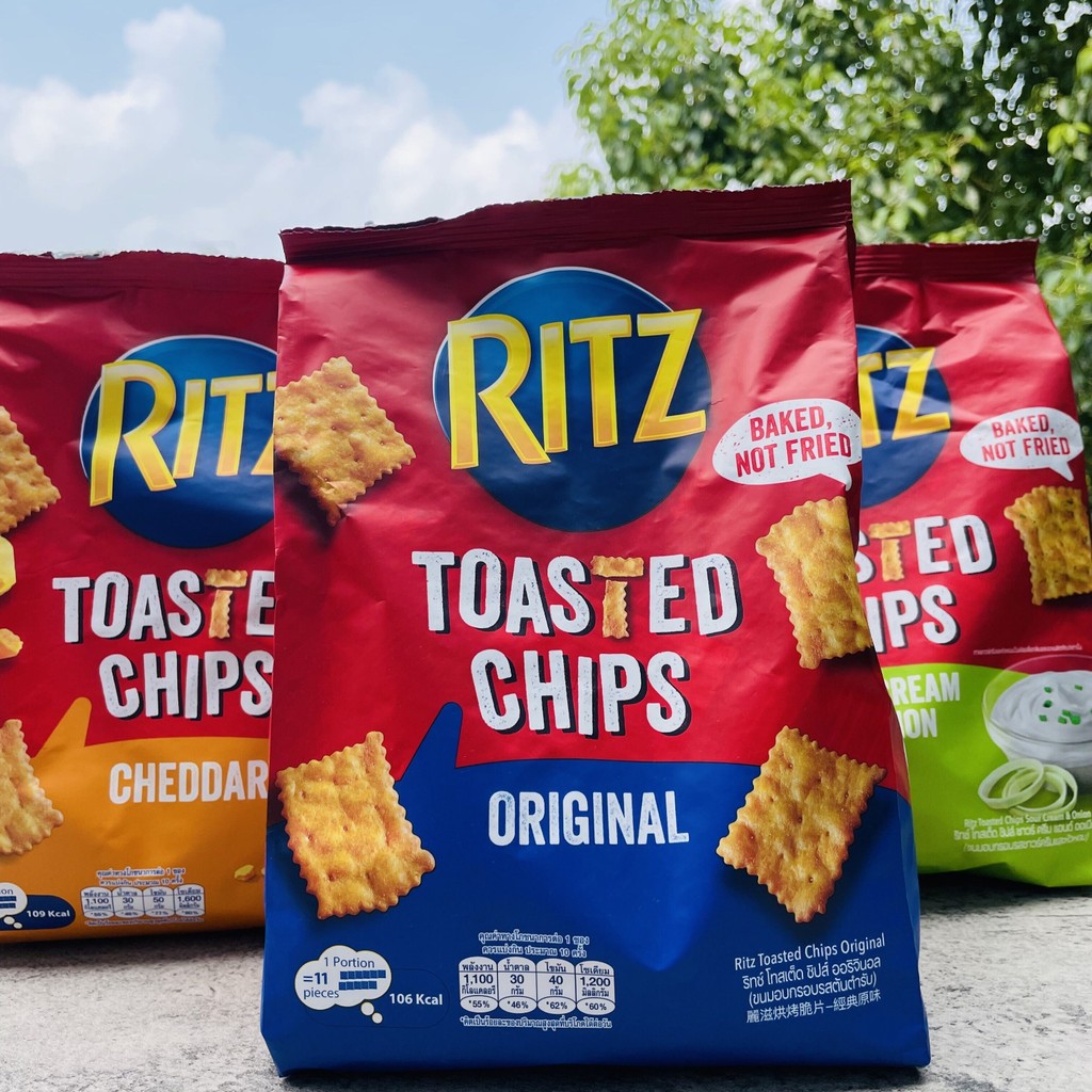 Ritz TOASTED CHIPS CHEDDAR CHEDDAR บิสกิตรสชีสอบนําเข้า 24.10.31