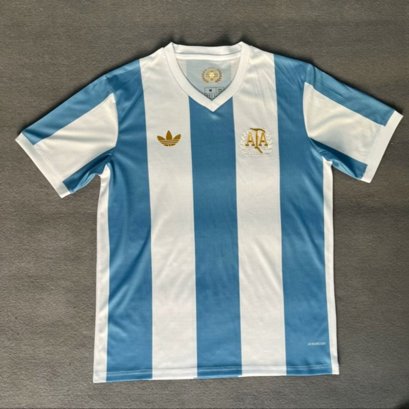 24-25 Argentina 50th Anniversary Soccer Jersey S-XXL Adult Short Sleeve Quick Dry Sports Soccer Top AAA