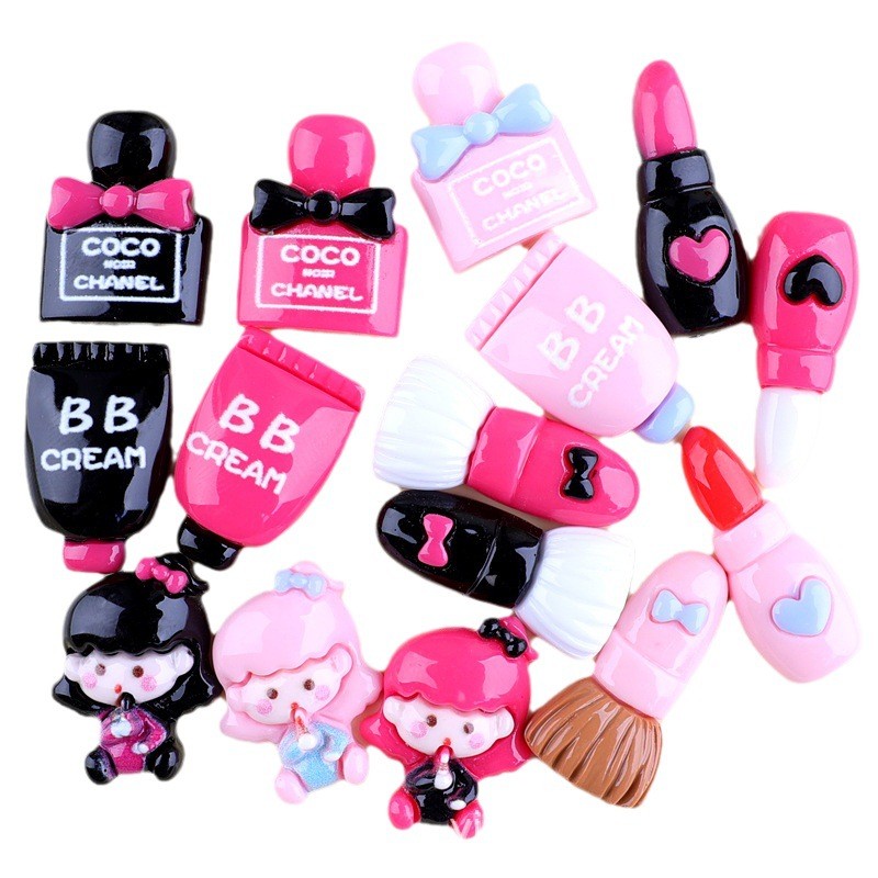 สาวมันวาวอุปกรณ์เครื่องสําอางขวดน้ําหอมลิปสติกครีมกาวเคสโทรศัพท์วัสดุหลุมรองเท้าหัวเข็มขัดทําเองอุปกรณ์เสริม
