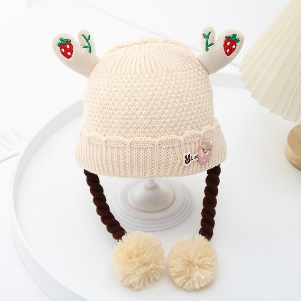 ปิตาชิโอ หมวกสวมหัว, ถักหนา ฝากระโปรง หมวก, วิกผม ผมเปีย ฤดูหนาวที่อบอุ่นทารกแรกเกิดป้องกันหูหมวกกลางแจ้ง