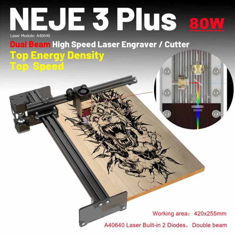 NEJE 3 PLUS Laser Engraver 255 x 420 mm Professional Laser Engraving Machine Laser Cutter Lightburn 