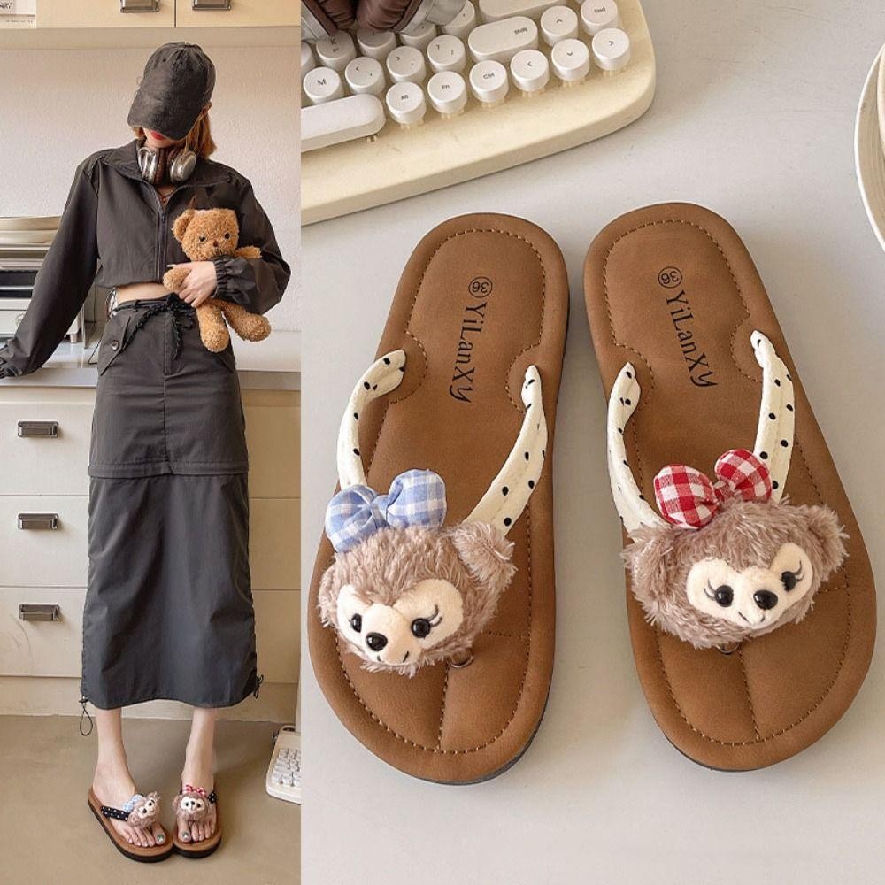 Tumzap Sherry May Flip Flops, Push Doll Anti Slip Beachwear Flip Flops,จุดด้านล่างนุ่มการ์ตูนคลิปนิ้วเท้ารองเท้าแตะผู้หญิงชายหาดวันหยุด