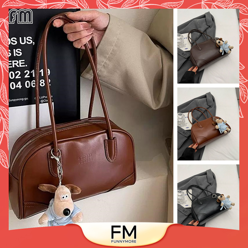 【🔥มาถึงภายใน 3 วัน】 กระเป๋าสะพายข้างผู้หญิง miu Maillard กระเป๋าโบว์ลิ่งแบบพกพาเกาหลีย้อนยุค