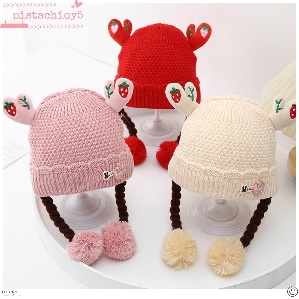 ปิตาชิโอ หมวกสวมหัว, ถักหนา ฝากระโปรง หมวก, วิกผม ผมเปีย ฤดูหนาวที่อบอุ่นทารกแรกเกิดป้องกันหูหมวกกลางแจ้ง