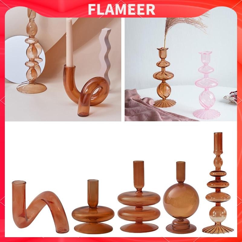 [Flameer] Nordic Glass Pillar Desk Table Decor เชิงเทียนแก้ว Terrarium