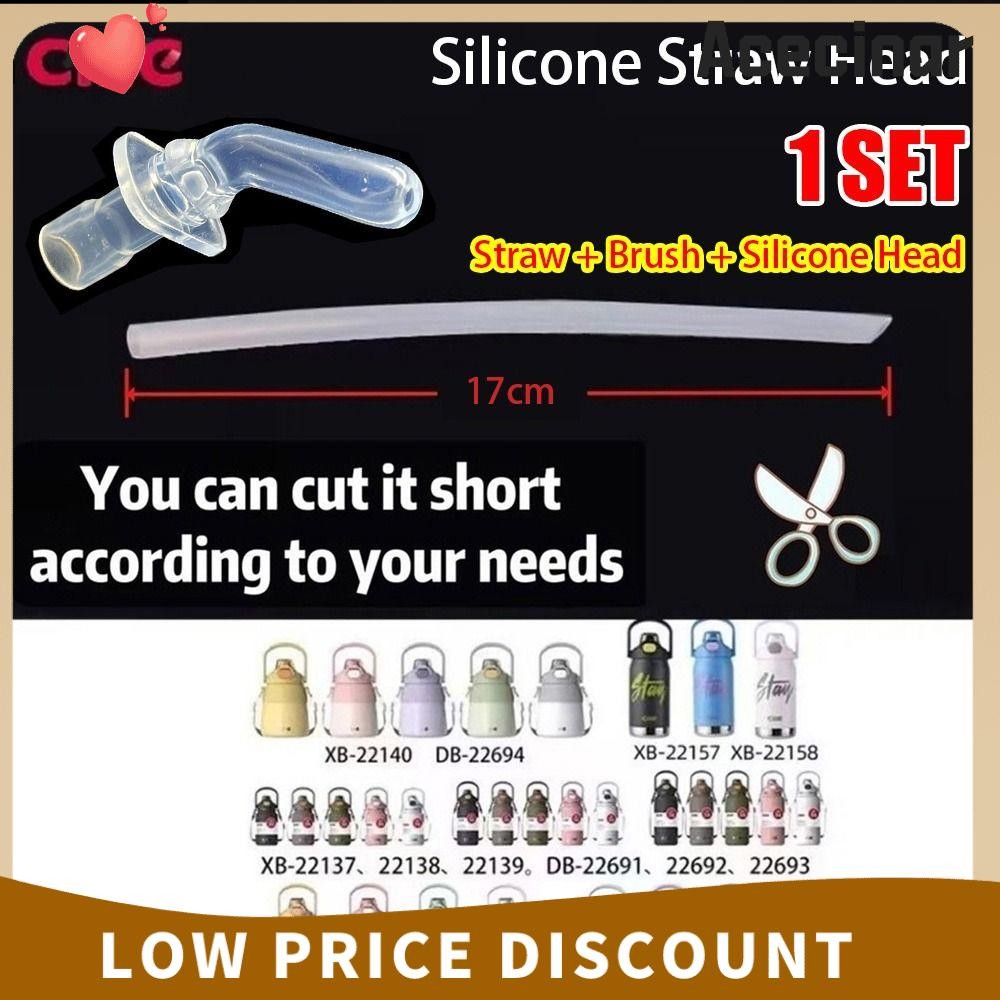 เอซไคนาร์ 1เซ็ตปากดูดทนความร้อนด้วยแปรงซิลิโคนฟางชุดทนทานสากลอาหารระดับท่ออ่อนอุปกรณ์ขวดน้ําสําหรับ เซลล์ ดื่มคู่ถ้วยพลาสติก