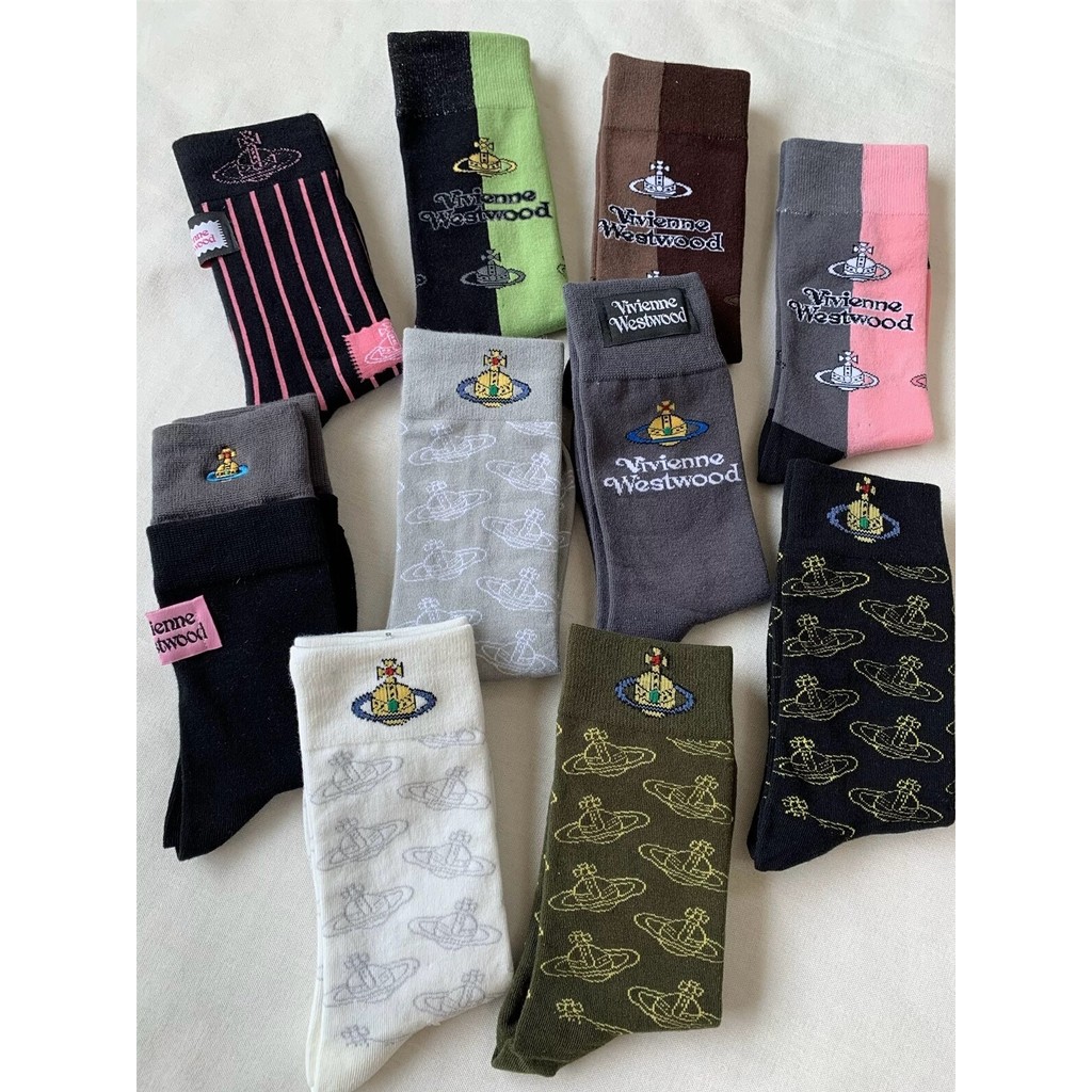 ญี่ปุ่น Saturn Empress Dowager กลางสูงหลอดบุคลิกภาพอินเทรนด์ลูกวัวถุงเท้าผู้หญิง Jacquard Casual ผ้าฝ้ายผสม Comfort