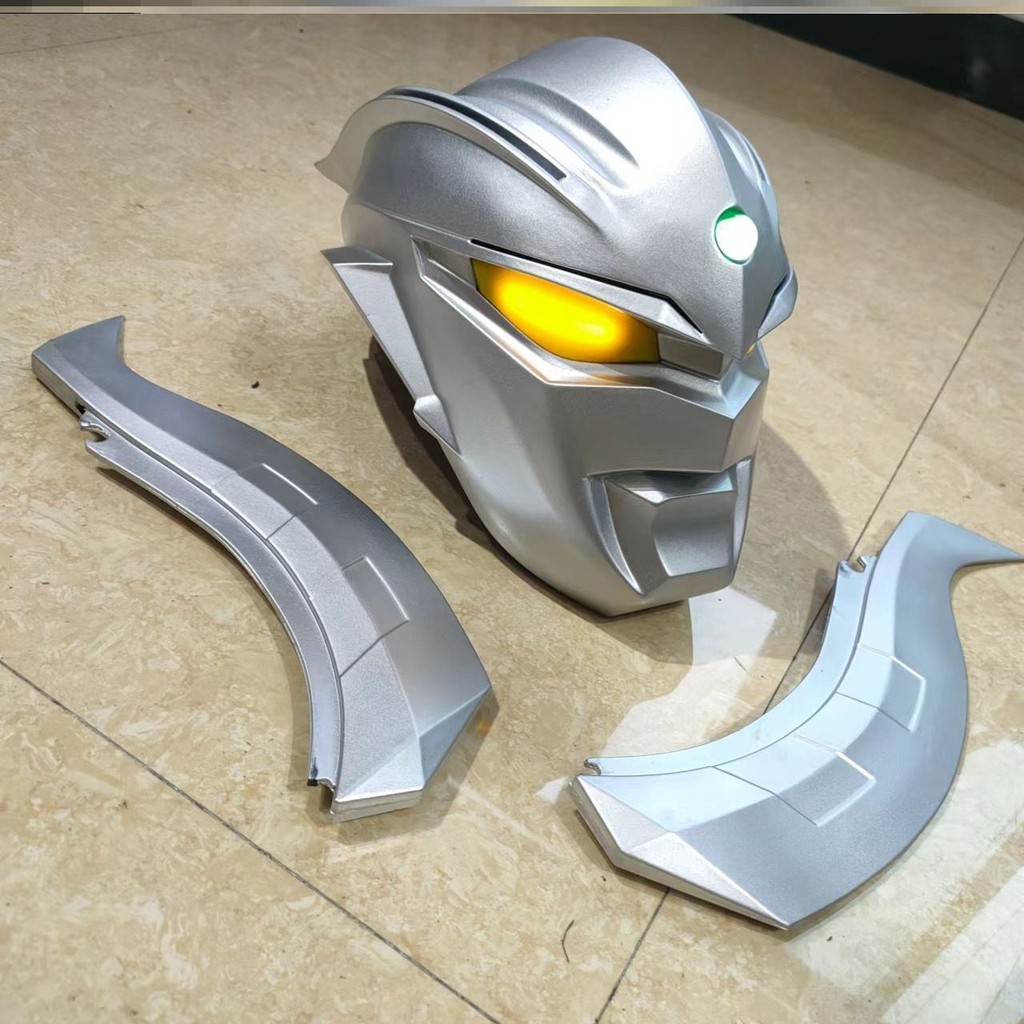 Cello Ultraman Touch Luminous Mask Helmet cos ผู้ใหญ่เด็กสวมใส่ชุด Ultraman Headgear 80D赛罗奥特曼 进口拼图加头饰cos 成人儿童穿奥特曼头套80D11.7