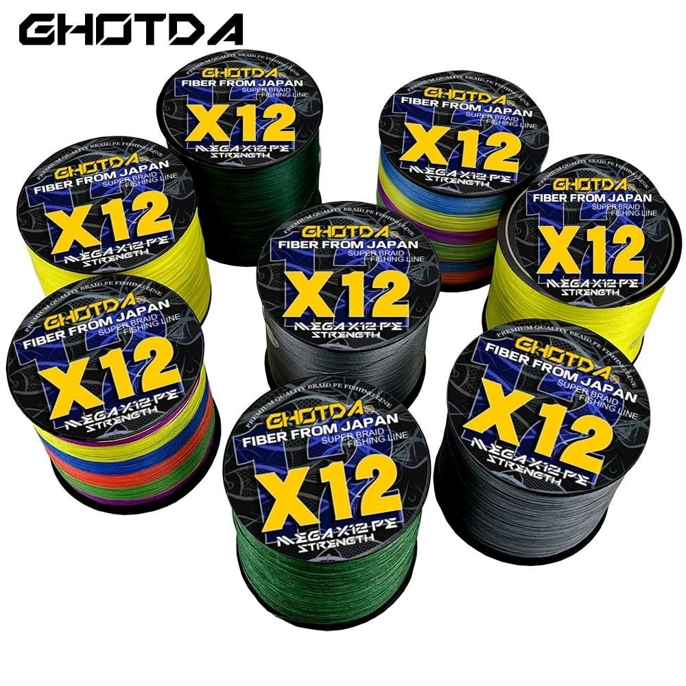 GHOTDA PE สายตกปลาถัก X12 500M 300M 100M 12 Strands Multifilament PE สานสําหรับตกปลาน้ําเค็ม 20-120LB ญี่ปุ่นอุปกรณ์ตกปลา Lure Wire สําหรับตกปลา Rod