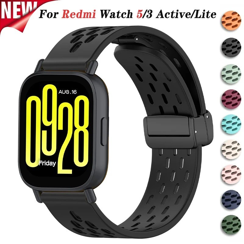 Breathe สายซิลิโคนสําหรับ Xiaomi Redmi นาฬิกา 5 Active 5 Lite กีฬา 22 มม.แม่เหล็กสําหรับ Redmi นาฬิกา 3 Active Lite Accesorios