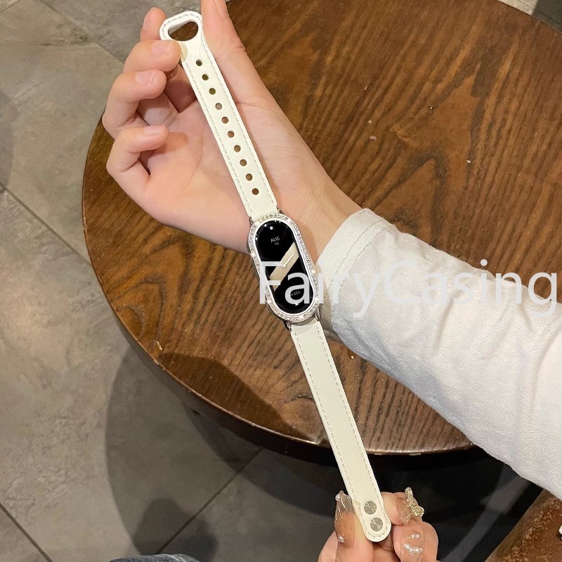 สายแฟชั่นสายหนังสําหรับ Xiaomi Mi Band 10 9 8 สายรัดข้อมือ Correa เปลี่ยนนาฬิกา Miband 9 8 NFC สร้อยข้อมือกีฬาสร้อยข้อมือ