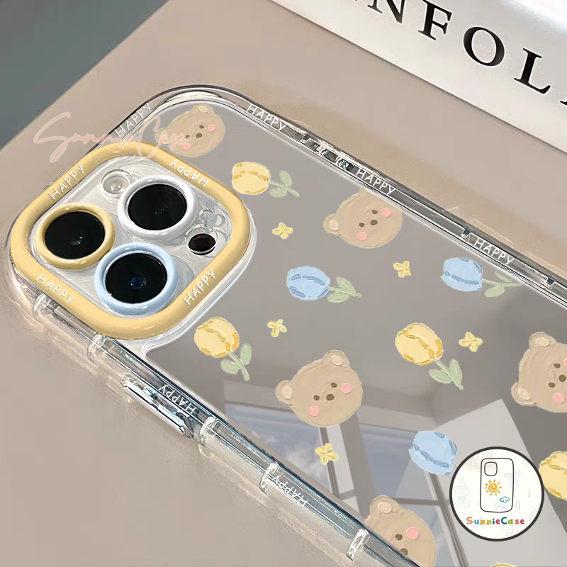เคสไอโฟน 12 สีเหลือง ดอกไม้ สำหรับ เคส IPhone 16 14 15 12 11 13 Pro Max 7 16 8 Plus XS XR X Max SE ตุ๊ พื้นผิวกระจก เคส