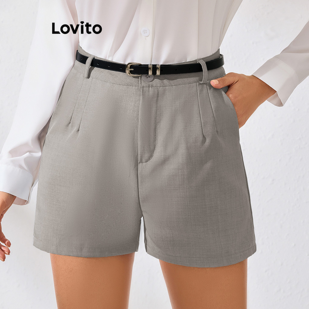 Lovito ปุ่มซิปกระเป๋าธรรมดาหรูหราสั้นสำหรับผู้หญิง LBL17641