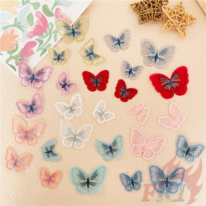 แพทช์ผีเสื้อสีสันสดใสลูกไม้ 1 ชิ้น S/M/L DIY ผ้า Applique เย็บปักถักร้อยเย็บบนแพทช์อุปกรณ์ตกแต่ง