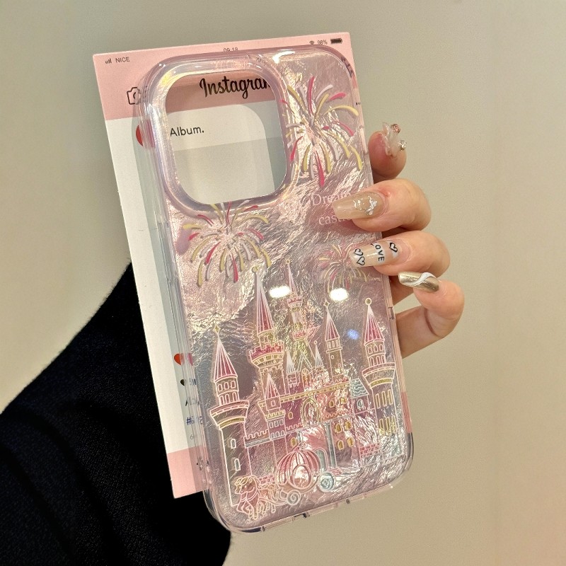 Huiwanju ใช้กับ iPhone16promax เคสโทรศัพท์มือถือ 15pro ปราสาทดอกไม้ไฟ iphone14pro ใหม่ 13 รูปแบบธารน้ําแข็ง 12 น่ารัก 11pro พรีเมี่ยม xsmax หญิง 16plus anti-drop xr เคสป้องกัน