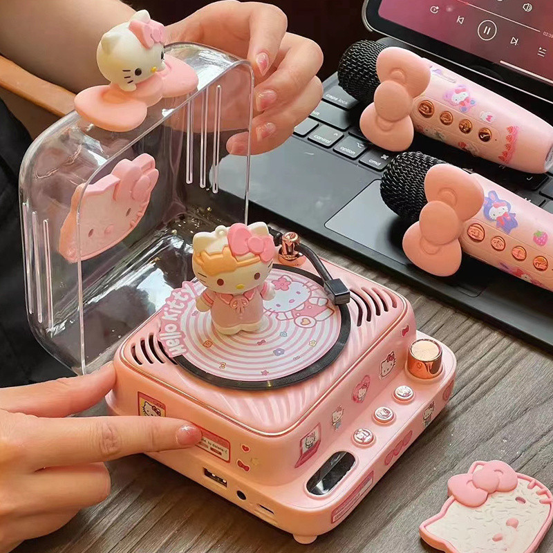 Hello Kitty เครื่องเล่นแผ่นเสียงลําโพงบลูทูธ เคที แมวเสียงน่ารักพรีเมี่ยมของขวัญวันเกิดแฟนแฟน 11.15