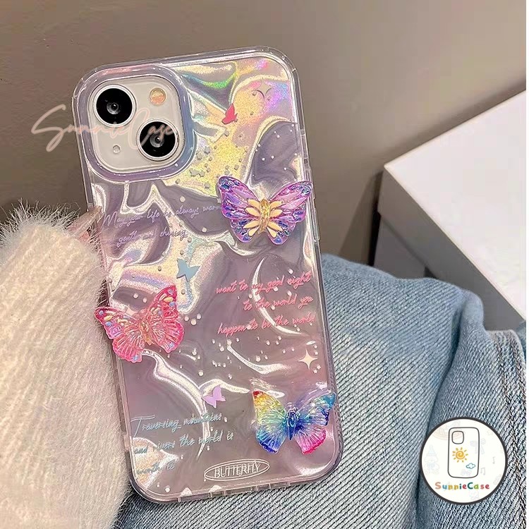 แวววาว ผีเสื้อ สำหรับ เคส Samsung A11 A05 A05S A50 A21S A34 A51 A14 A12 A32 A53 A20 A15 A13 A23 A03 A25A33เรียบง่าย เคส