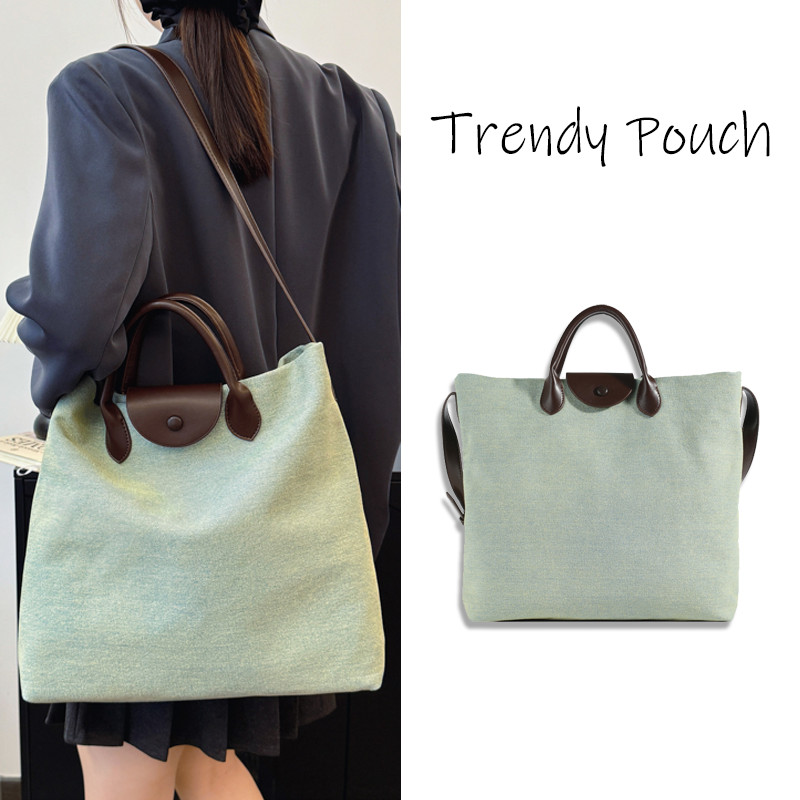 TRENDY POUCH ใหม่แฟชั่นสบาย ๆ กระเป๋าโท้ทความจุขนาดใหญ่กระเป๋าสะพายอเนกประสงค์