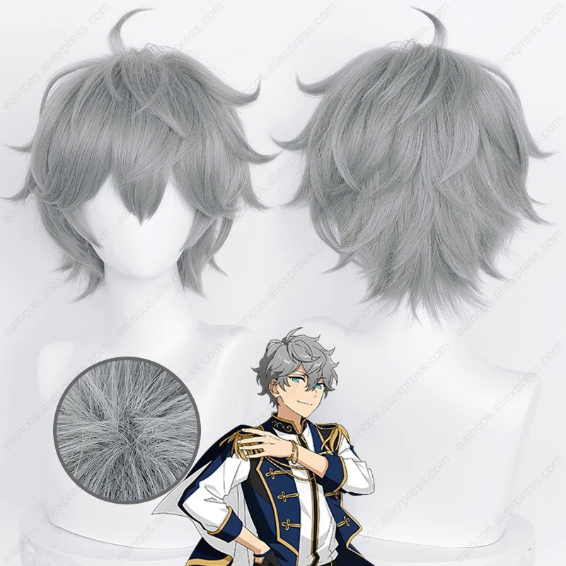ES Izumi Sena Cosplay Wig 33cm Dark Grey Short Hair Heat Resistant Synthetic Wigs Halloween Party