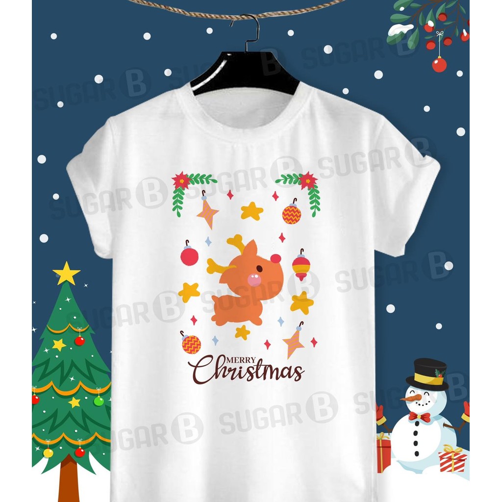 เสื้อยืดวัน คริสต์มาส Merry Christmas & HNY 2025 ผ้า TK ใส่สบาย สีสันสดใส ไม่ยืดไม่ย้วย
