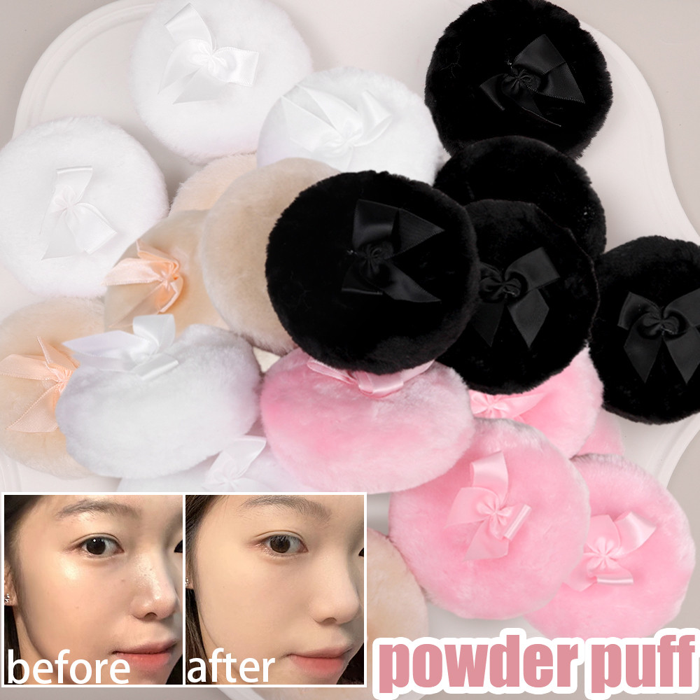 Bow Plush Powder Puff - Soft Fluffy Beauty Sponge - สําหรับผิวหน้าและผิวกาย - พัฟแป้งสดชื่นเด็ก - ซักได้ นํากลับมาใช้ใหม่ - พัฟเครื่องสําอาง - ฟองน้ําแต่งหน้า - Makeup Beauty Tool