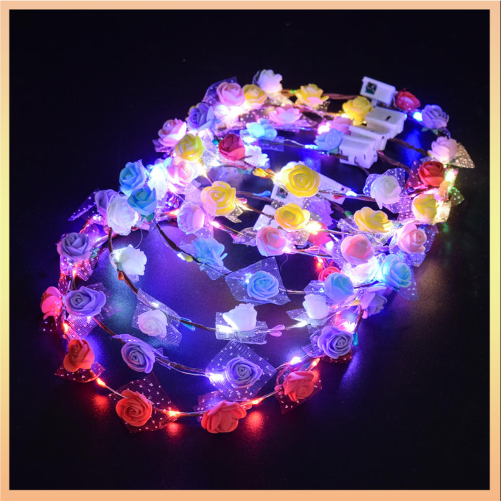 รูปถ่ายของพวงหรีด Led Tourist Attraction ฮาวายระยิบระยับโฟมพวงหรีด Headdress
