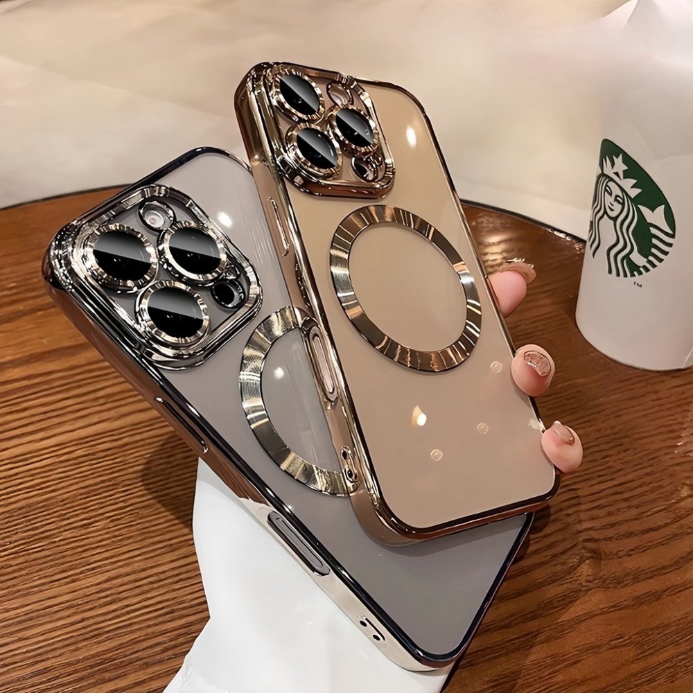 Desert Titaniumเคสโทรศัพท์แม่เหล็กสําหรับiPhone 16 Pro Max 11 12 13 14 15 Pro Max 16 Plus Anti Scratchเลนส์กล้องป้องกันกรณีSoft TPU Anti Slipฝาครอบกันกระแทก