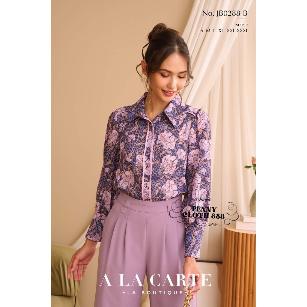 JB0288 เสื้อเชิ้ต A La Carte จอร์เจียพิมพ์ลายขึ้นใหม่ เนื้อผ้ามีความทึบ ไม่มีซับใน เนื้อเย็นใส่สบาย 