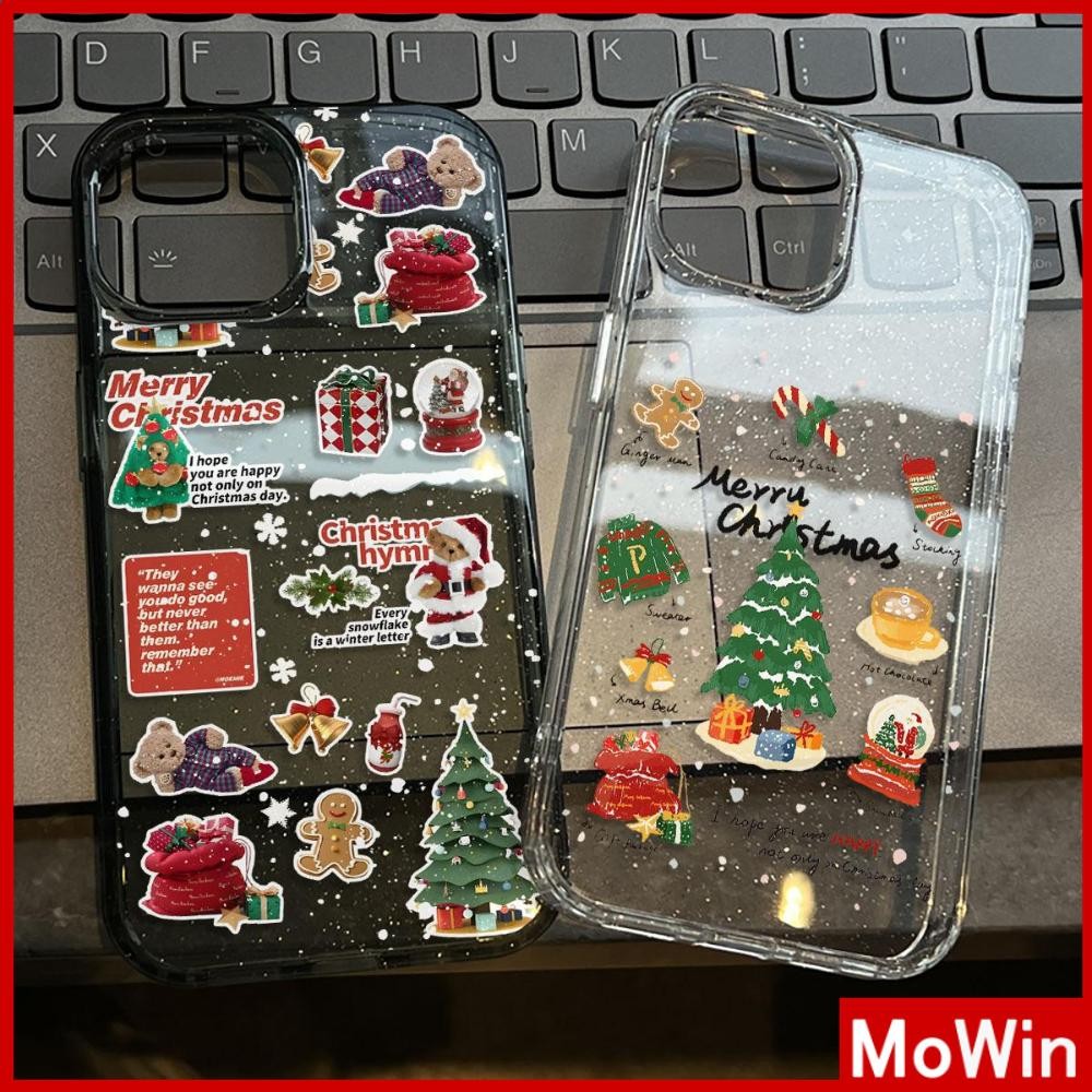 Movin - เคส iPhone 16 Pro Max iPhone 11 เคสใสแบบแวววาว TPU นุ่มสีสันสดใส การ์ตูนคริสต์มาสน่ารัก Compatible iPhone15 Pro max 14 13 12 Pro max XS XR 7 Plus 8 Plus