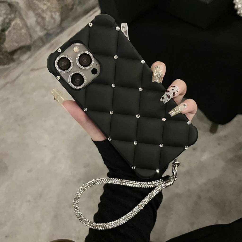 หรูหรา rhinestone Diamond-lite Diamond ตรวจสอบเคสโทรศัพท์สําหรับ iPhone16 15 14 13 12 11 Pro Max ปลอกกันกระแทกป้องกันกล้องซิลิโคนทนต่อการตกฝาหลังนุ่ม